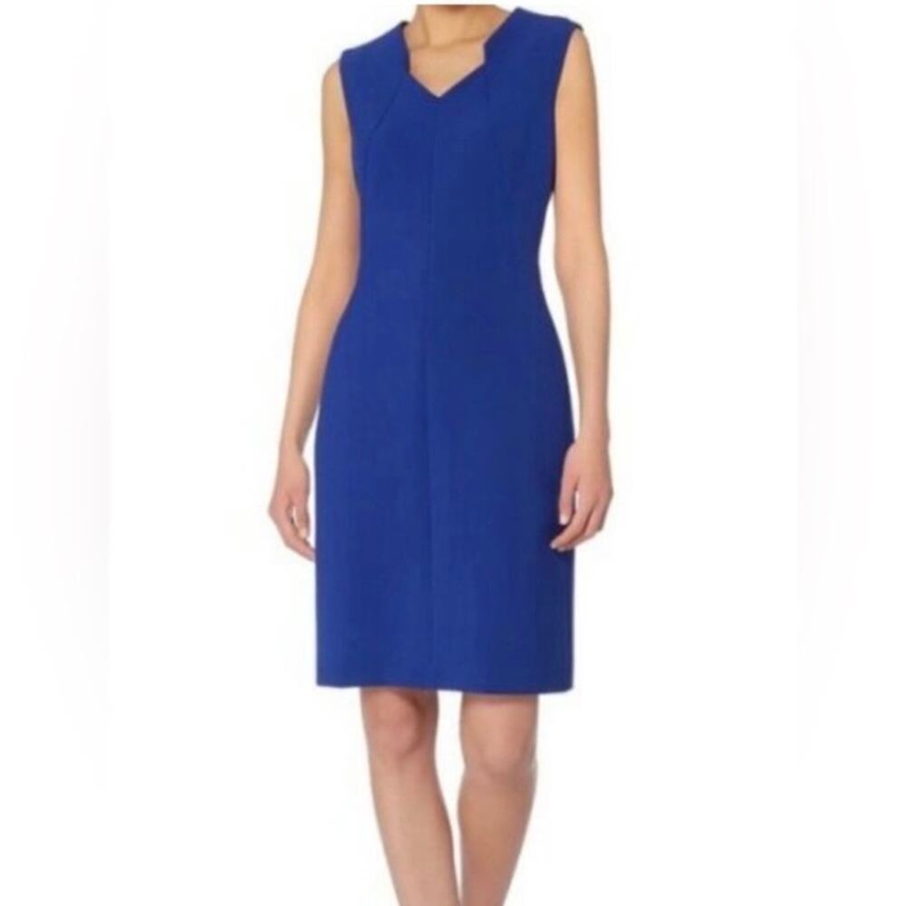 Hugo Boss Sz 6 Dokysa Sheath Dress Blue Classic Careerwear Minimalist Luxury